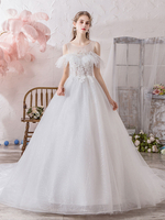 Brautkleider Prinzessin milchweiß / elfenbeinweiß und Rundkragen Brautkleider Satingewebe und Domkirchen-schleppe Kurzarm und Schnürung Prinzessin