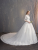 Brautkleider Prinzessin Prinzessin Brautkleider 1/2 Ärmel Hochzeit Halskragen Brautkleider Prinzessin Elfenbeinfarbe Satingewebe