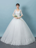 Brautkleider Prinzessin Prinzessin Brautkleider 1/2 Ärmel Hochzeit V-Ausschnitt V- Ausschnitt Weiß Tüll bodenlang mit Schnürung