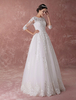 Brautkleider Prinzessin Prinzessin Brautkleider 3/4 Ärmel Hochzeit mit Rundkragen Luxus Brautkleider Elfenbeinfarbe Spitze bodenlang
