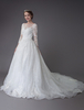 Brautkleider Prinzessin Prinzessin Brautkleider 3/4 Ärmel und Bateau-Kragen Elfenbeinfarbe und Pailletten bestickt und Domkirchen-schleppe