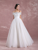 Brautkleider Prinzessin Prinzessin Brautkleider Kurzarm Hochzeit mit Carmenausschnitt Off-the-shoulder Brautkleider Elfenbeinfarbe Tüll