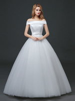 Brautkleider Prinzessin Prinzessin Brautkleider Kurzarm und Carmenausschnitt Elfenbeinfarbe Satingewebe bodenlang und Schnürung