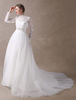 Brautkleider Prinzessin Prinzessin Brautkleider Langarm Hochzeit Halskragen Brautkleider Tüll Elfenbeinfarbe Tüll mit Kapelle-Schleppe Knöpfe