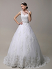Brautkleider Prinzessin Prinzessin Brautkleider ärmellos Hochzeit Illusion Ausschnitt Brautkleider große Größen Weiß Tüll mit Court-Schleppe