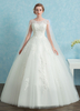Brautkleider Prinzessin Prinzessin Brautkleider ärmellos Hochzeit mit Rundkragen Herz-Ausschnitt Brautkleider Weiß Tüll und Domkirchen-schleppe