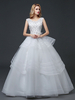 Brautkleider Prinzessin Prinzessin Brautkleider ärmellos Hochzeit und Rundkragen Günstige Brautkleider Elfenbeinfarbe Spitze bodenlang