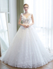 Brautkleider Prinzessin Prinzessin Brautkleider ärmellos Hochzeit V-Ausschnitt Elfenbeinfarbe Tüll mit Kapelle-Schleppe und Schnürung