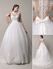 Brautkleider Prinzessin Prinzessin Brautkleider ärmellos Illusion Ausschnitt Elfenbeinfarbe Organza mit Kapelle-Schleppe und Reißverschluss
