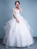 Brautkleider Prinzessin Prom- Brautkleider 1/2 Ärmel Hochzeit und Rundkragen Günstige Brautkleider Elfenbeinfarbe Satingewebe bodenlang
