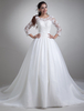 Brautkleider Prinzessin Prom- Brautkleider 3/4 Ärmel Hochzeit mit Rundkragen Brautkleider große Größen Weiß Organza und Court-Schleppe