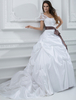 Brautkleider Prinzessin Prom- Brautkleider Kurzarm Hochzeit mit Rundkragen Brautkleider große Größen Weiß Taft und Kapelle-Schleppe