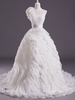 Brautkleider Prinzessin Prom- Brautkleider ärmellos Hochzeit Einschulter Ball Brautkleider Weiß Organza mit Court-Schleppe und Schnürung