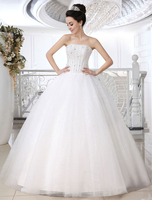 Brautkleider Prinzessin Prom- Brautkleider trägerlos Hochzeit Weiß Brautkleider große Größen Tüll bodenlang mit Schnürung trägerlos