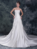 Brautkleider Prinzessin Weiß Herz-Ausschnitt Brautkleider Hochzeit Satingewebe Brautkleider große Größen mit Kapelle-Schleppe und Schnürung Prom-