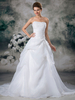 Brautkleider Prinzessin Weiß trägerlos Brautkleider Hochzeit Organza Brautkleider große Größen mit Court-Schleppe ärmellos und Schnürung A-Linie-