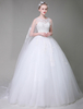 Brautkleider Prinzessin Weiß und Rundkragen Brautkleider Hochzeit aus mattem Satin bodenlang ärmellos und Schnürung Prinzessin