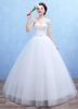 Brautkleider Prinzessin Weiß und Rundkragen Brautkleider Hochzeit Satingewebe Herz-Ausschnitt Brautkleider bodenlang 1/2 Ärmel Prinzessin