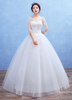 Brautkleider Prinzessin Weiß und Rundkragen Brautkleider Hochzeit Satingewebe Herz-Ausschnitt Brautkleider bodenlang 3/4 Ärmel Prinzessin trägerlos