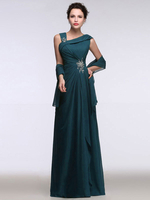 Brautmutterkleider A-Linie- Abendkleider für Hochzeit Chiffon Abendkleider Jägergrün ärmellos Designender Ausschnitt bodenlang mit Reißverschluss