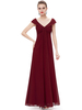 Brautmutterkleider A-Linie- Abendkleider für Hochzeit Chiffon Ballkleider Dunkelmarineblau ärmellos V-Ausschnitt bodenlang mit Reißverschluss