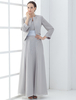 Brautmutterkleider A-Linie- Abendkleider für Hochzeit Chiffon Selber 3/4 Ärmel Hochzeit trägerlos bodenlang mit Pailletten