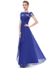Brautmutterkleider A-Linie- Abendkleider für Hochzeit Lavendel Abendkleider Chiffon mit Bateau-Kragen Hochzeit bodenlang Kurzarm