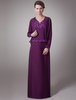 Brautmutterkleider A-Linie- Abendkleider für Hochzeit Lavendel Chiffon V-Ausschnitt Hochzeit bodenlang mit Reißverschluss