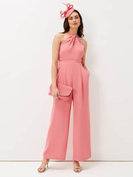 Brautmutterkleider A-Linie- Abendkleider für Hochzeit Polyester Lachsrosa ärmellos Hochzeit mit Halter und Reißverschluss Cutouts