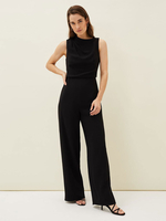 Brautmutterkleider A-Linie- Abendkleider für Hochzeit Polyester Schwarz ärmellos Hochzeit mit Rundkragen und Reißverschluss