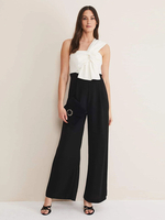 Brautmutterkleider A-Linie- Abendkleider für Hochzeit Polyester Schwarz ärmellos Hochzeit trägerlos mit Reißverschluss und Falten