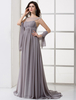 Brautmutterkleider A-Linie- Abendkleider für Hochzeit Salbeigrün Chiffon mit Bateau-Kragen Hochzeit und Kapelle-Schleppe und Reißverschluss