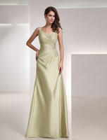 Brautmutterkleider A-Linie- Abendkleider für Hochzeit Salbeigrün Kleider für Hochzeitsgäste Taft viereckiger Ausschnitt Hochzeit bodenlang