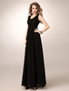 Brautmutterkleider A-Linie- Abendkleider für Hochzeit Schwarz Brautkleider Schwarz Chiffon V-Ausschnitt Hochzeit bodenlang ärmellos