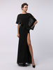 Brautmutterkleider A-Linie- Abendkleider für Hochzeit Schwarz Günstige Abendkleider Chiffon mit Rundkragen Hochzeit bodenlang ärmellos