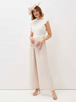 Brautmutterkleider A-Linie- Abendkleider für Hochzeit Spitze elfenbeinfarbe Kurzarm Hochzeit mit Rundkragen und Reißverschluss und Spitzen