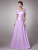 Brautmutterkleider A-Linie- Abendkleider für Hochzeit Stretch Satin Günstige Abendkleider Violett Kurzarm V-Ausschnitt bodenlang mit Schnürung