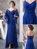 Brautmutterkleider Etui- Abendkleider für Hochzeit Chiffon Dazzling Blau ärmellos viereckiger Ausschnitt bodenlang mit Reißverschluss