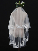 Brautschleier Tüll Spitze Applique Champagner Bridal Veil