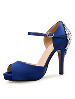 Brautschuhe 2021aus Satin mit Kunstdiamanten und Stilettos Pumps im schicken & modischen Style