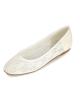 Brautschuhe 2021aus Spitze Flach Ballerinas im eleganten Stil