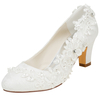 Brautschuhe aus Kunstseiden mit Kristall und Blockabsatz in Elfenbeinfarbe Pump im eleganten Stil
