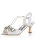 Brautschuhe aus Kunstseiden mit Kunstdiamanten und Kitten Heels in Elfenbeinfarbe Sandalen im eleganten & luxuriösen Stil