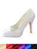 Brautschuhe aus Kunstseiden mit Kunstdiamanten und Stilettos in Weiß Pumps im eleganten Stil