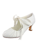 Brautschuhe aus Kunstseiden mit Schnüren und Spool Heels in Elfenbeinfarbe Pump im eleganten Stil