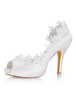 Brautschuhe aus Kunstseiden mit Spitzen und Stilettos in Elfenbeinfarbe Pumps im eleganten Stil