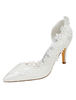 Brautschuhe aus Kunstseiden mit Spitzen und Stilettos in Elfenbeinfarbe Pumps im süßen und hübschen Style
