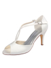 Brautschuhe aus Kunstseiden mit Stilettos in Elfenbeinfarbe Sandalen im eleganten Stil