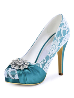 Brautschuhe aus mit Kunstdiamanten Hochzeit Party im eleganten & luxuriösen Stil und blaugrün Pumps
