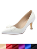Brautschuhe aus mit Schleife Hochzeit Party in Elfenbeinfarbe Pumps